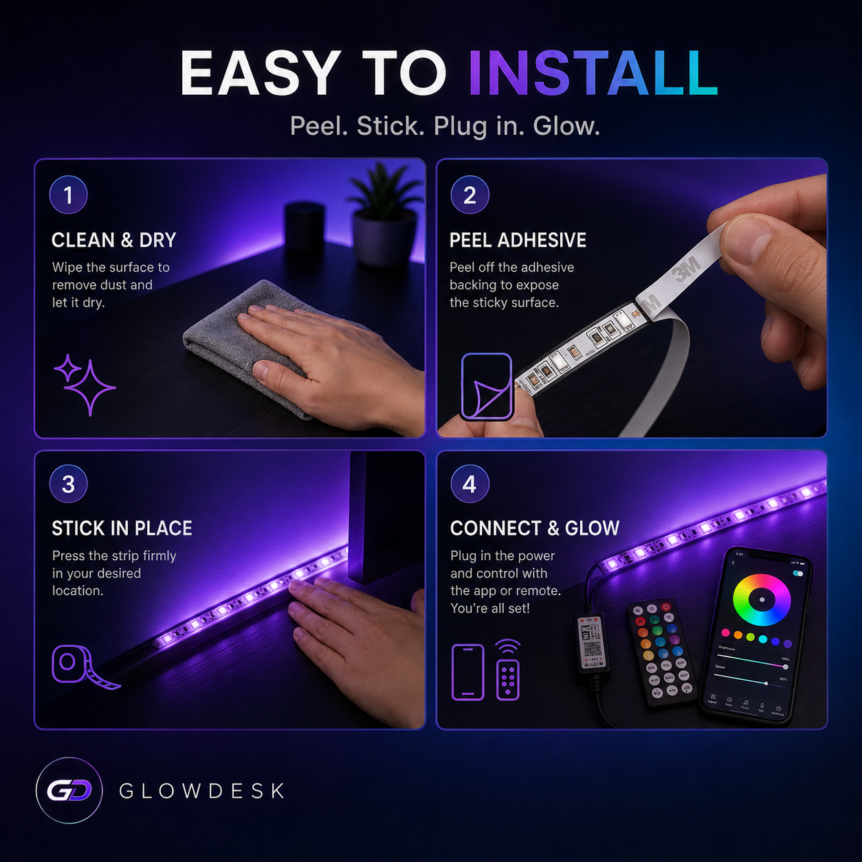 RGB LED Strip Lights – WiFi App + 44-Key Remote Included