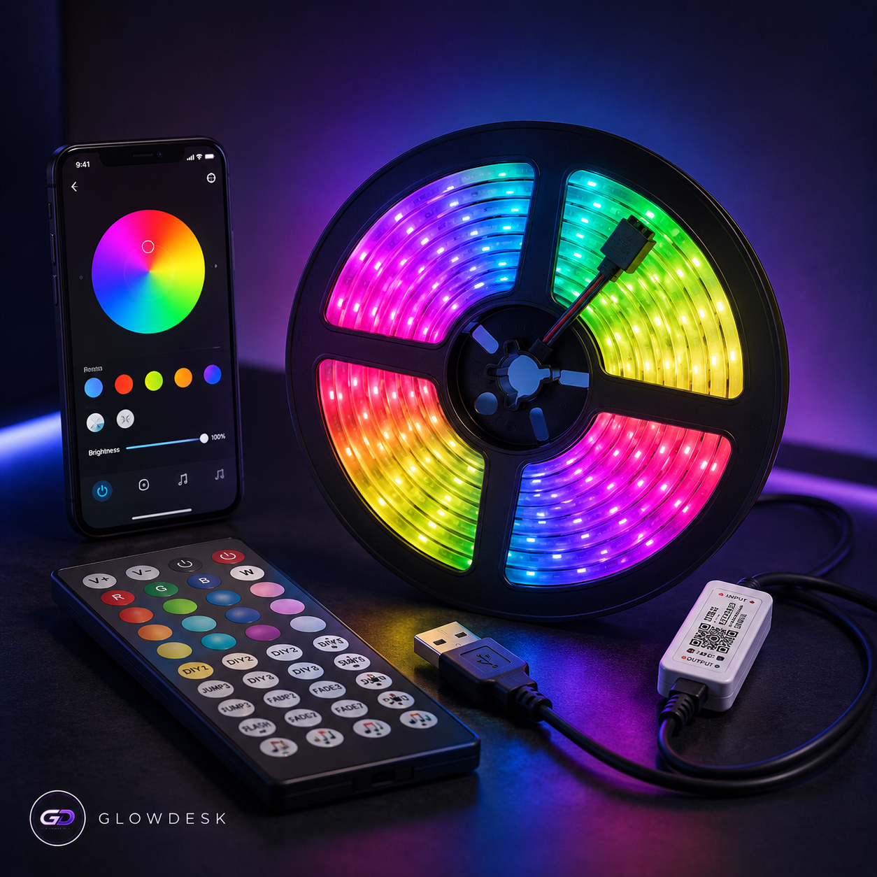 RGB LED Strip Lights – WiFi App + 44-Key Remote Included